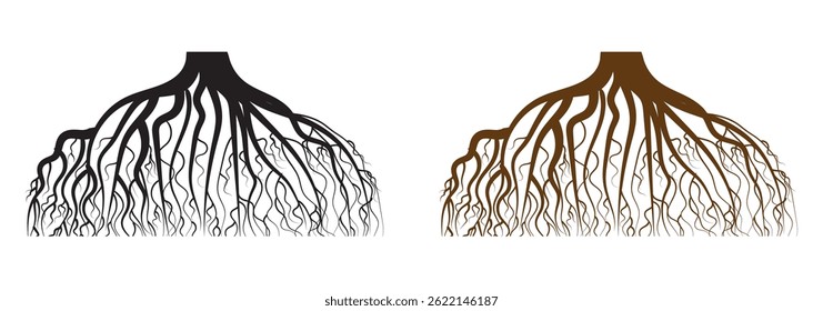 Diseño de icono de raíces. Raíces Árbol aislado sobre fondo blanco. Ilustración vectorial.