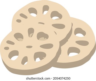 El loto en rodajas se origina en la ilustración vectorial aislada.
