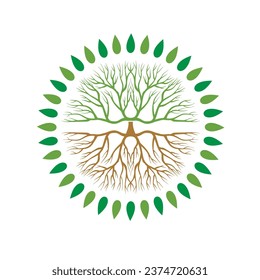 roots and leaf simple flat design.