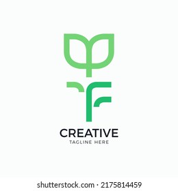 Roots Letter F Minimalist Logo Vector. Initial F Nature Monogram Logo Identity for Branding