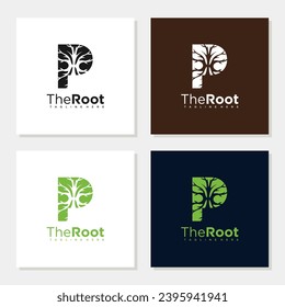 The roots letter P logo design inspiration editable