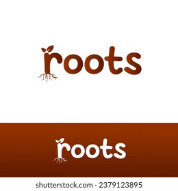 Roots letter R logo design vector template