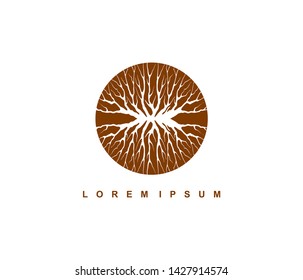 roots logo design with circular shape vector illustration