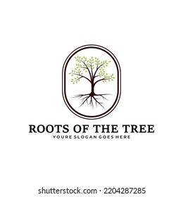 roots of the tree badge logo illustration template design