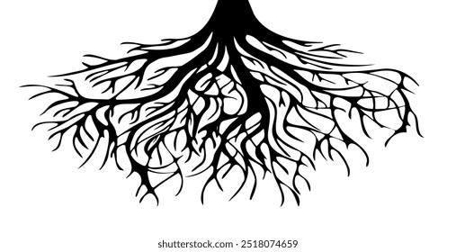 The roots of the tree icon. Silhouette style. Vector icon.
