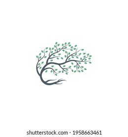 Roots Of Tree logo illustration. Vector silhouette of a tree.
