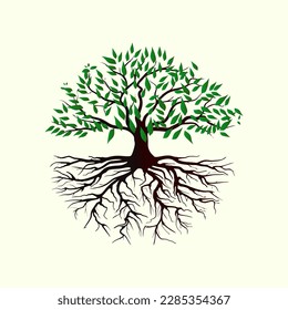 Wurzeln von Baum der Liebe Logo-Illustration. Vektorsilhouette eines Baumes