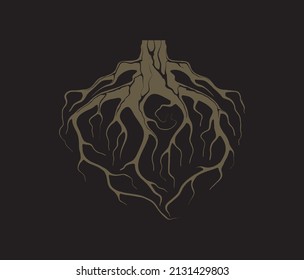 roots vector logo in black background