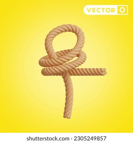 conjunto de iconos vectoriales 3D de cuerda, en un fondo amarillo