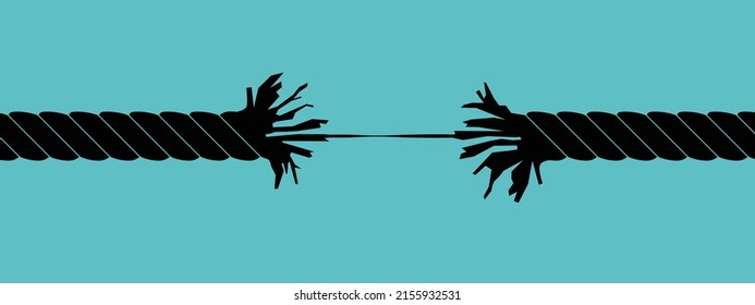 A rope about to break, Sense of crisis,  life on the line, Vector illustration