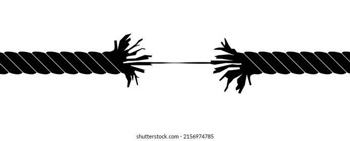 A rope about to break, Sense of crisis,  life on the line, Vector illustration, white background