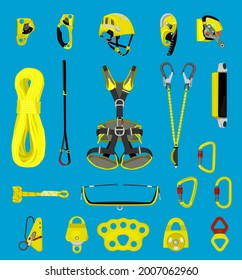 Rope access equipment. The illustration - Shutterstock ID 2007062960