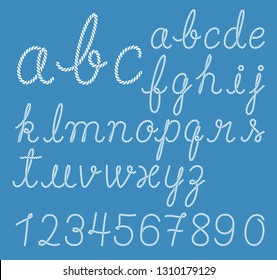 Rope alphabet letter collection. Vector illustrations. 
