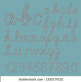 Rope alphabet letter collection. Vector illustrations. 