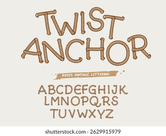 Rope alphabet vector font. stylized alphabet font vector