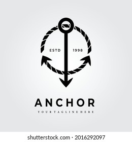 rope with anchor logo icon vector illustration template design graphic