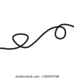 Rope border. Sailor tying the knot and cord swirl. Isolated on white background. 