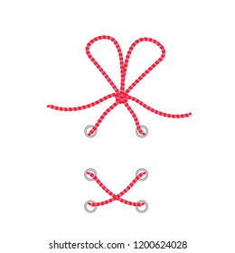 Rope bow and  laces, vector illustration