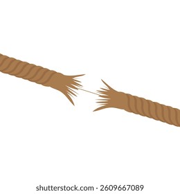 The rope breaks to break the rope, the space where thinly there is and it tears, danger, dangerous situation, isolated illustration