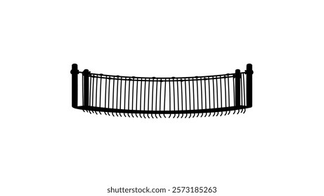 rope bridge, black isolated silhouette