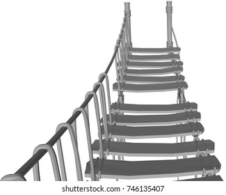 Rope bridge isolated on white background. 3D vector illustration