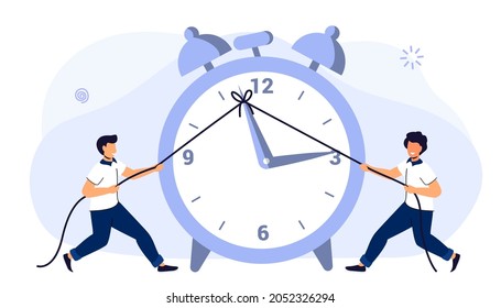 Rope Businessman Turning Clock Arrow Back Metaphor Of Time Management In Team Concept Of Multitasking, Performance, Timeline Business Project Deadline Time Management Assessment And Control