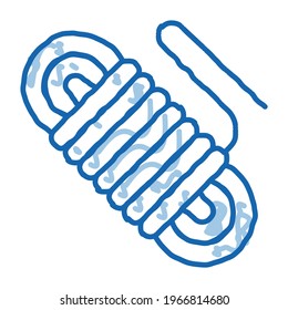Rope Cable Alpinism Sport Equipment sketch icon vector. Hand drawn blue doodle line art isolated symbol illustration
