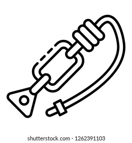 Rope carabine icon. Outline rope carabine vector icon for web design isolated on white background