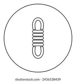 Rope climber hank bunch coil mountaineering alpinism equipment mount extreme sport camping outdoor activities icon in circle round black color vector illustration image outline contour line thin style