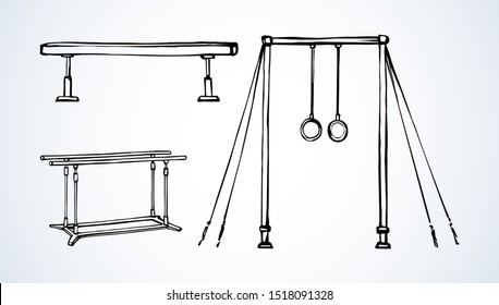 Rope coach man body pull bar tool on text space. Freehand line black ink hand drawn girl artist weight well crossfit dance club action object logo sign icon pictogram in modern art cartoon print style