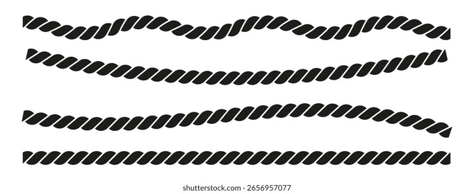 Rope collections isolated. Brushes rope patterns, great for decorative design