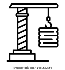 Rope crane icon. Outline rope crane vector icon for web design isolated on white background