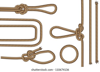 Rope with different knots Part 2 (illustration set seamless vector)