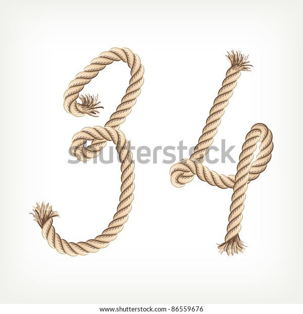 Rope Digits 3 4 Stock Vector (Royalty Free) 86559676 | Shutterstock