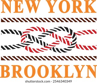 Efeito de corda Nova York e Brooklyn T-shirt Design