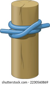 Rope Fastened to Piling with Clove Hitch Vector Illustration