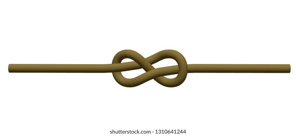 Rope flemish knot. 3d Vector illustration. Isolated on white background.