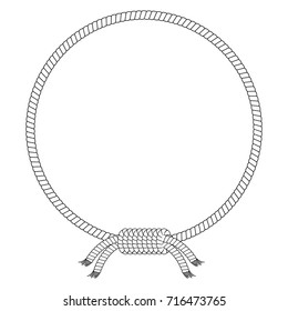 Rope frame. Frames from nautical rope. Round marine rope for decoration. Vector