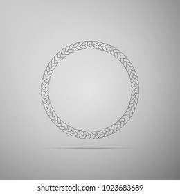Rope frame icon isolated on grey background. Frames from nautical rope. Round marine rope for decoration. Flat design. Vector Illustration