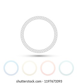 Rope frame icon isolated on white background. Frames from nautical rope. Round marine rope for decoration. Set elements in colored icons. Flat design. Vector Illustration