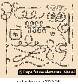 Rope frame line element. For sea style menu, photo. Vector