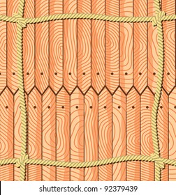 Rope frame on the fence planks