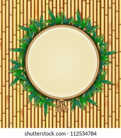Rope frame with parchment banner on the bamboo background
