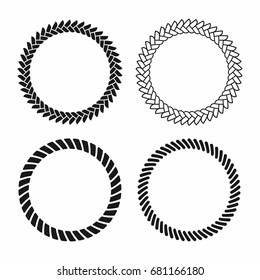 Rope frame. Set of round vector frames from nautical rope. Round marine rope for decoration. Vector