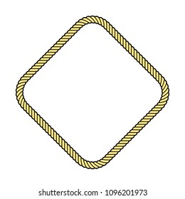 Rope frame in a shape of a rhomb, isolated vector object.