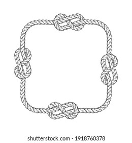 Rope frame - square rope frame with knots, vintage style