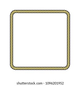 Rope frame in a square shape, isolated vector object.