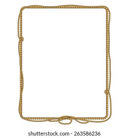 Rope Frame For Your Text On Isolated White Background. Vector Illustration.