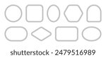Rope frames set. Rope borders and frame in various shapes. Geometric border collection. Rectangle, oval, square other shapes. Vector illustration.