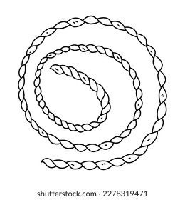 Rope in hand drawn doodle style. Vector illustration isolated on white background.